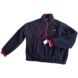 NWT Tommy Hilfiger Cozy Fleece Half-Zip Pullover, Navy Blue Sz. S